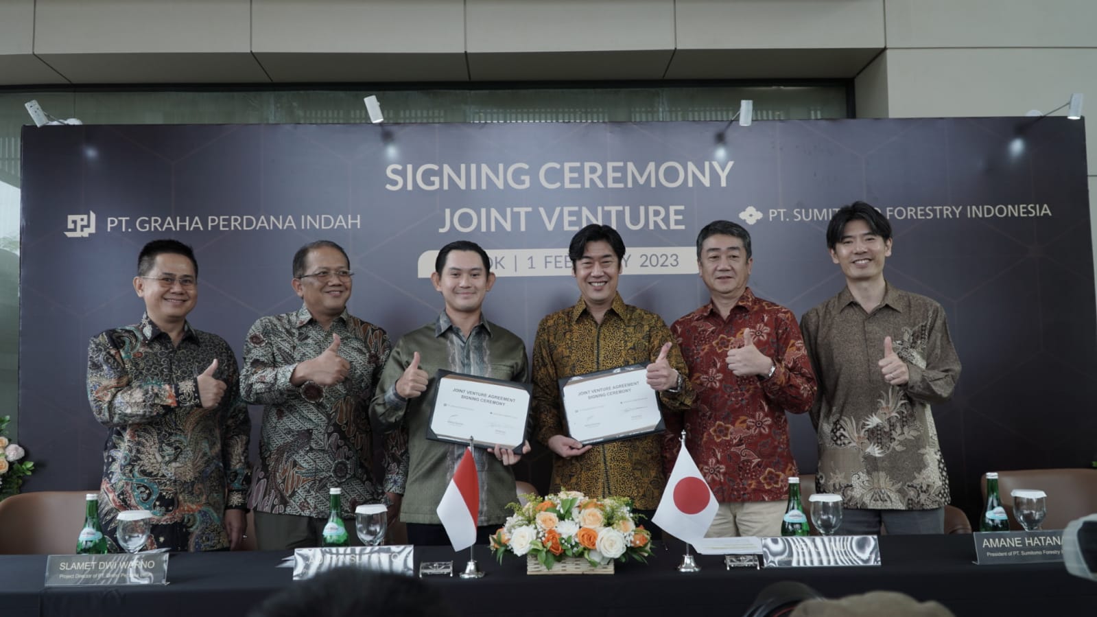 Signing ceremony joint venture PT Graha Perdana Indah dan PT Sumitomo Forestry Indonesia